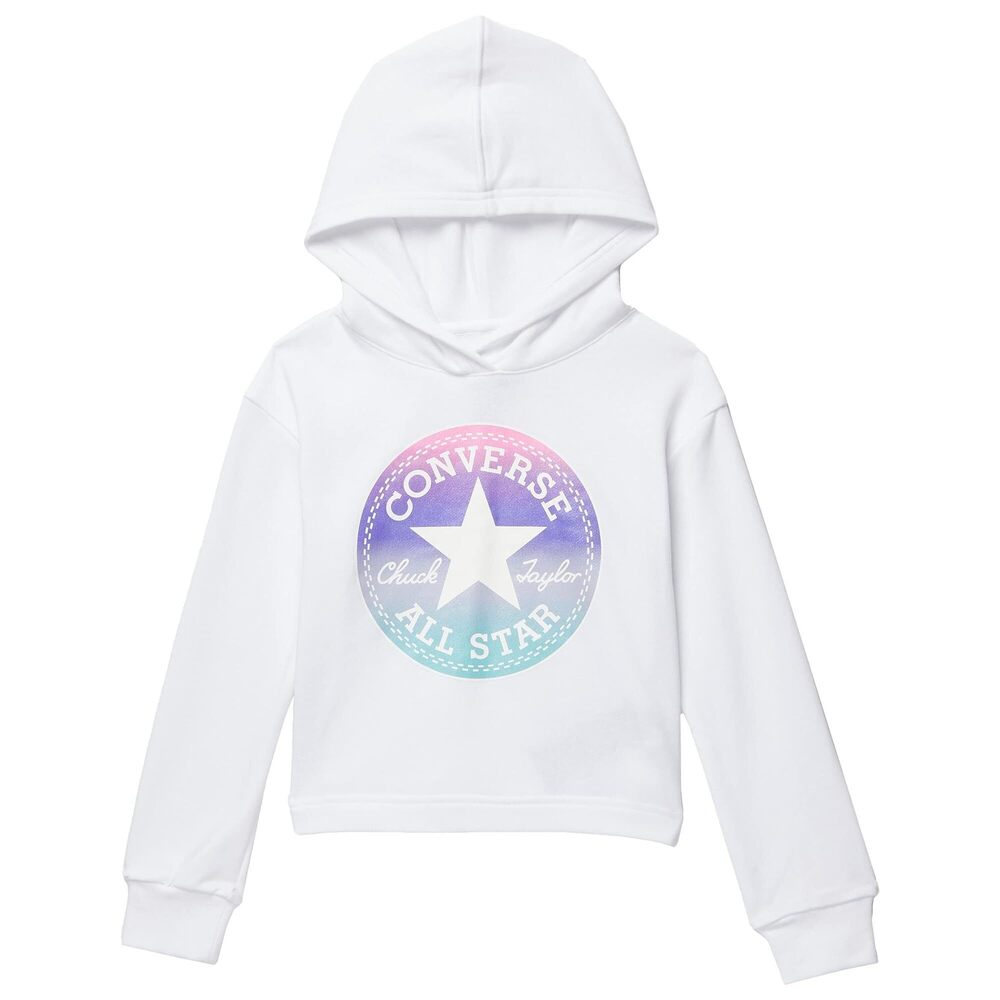 Converse Girls Chuck Patch Glitter Hoodie (Little Kids) White 4 Little Kid